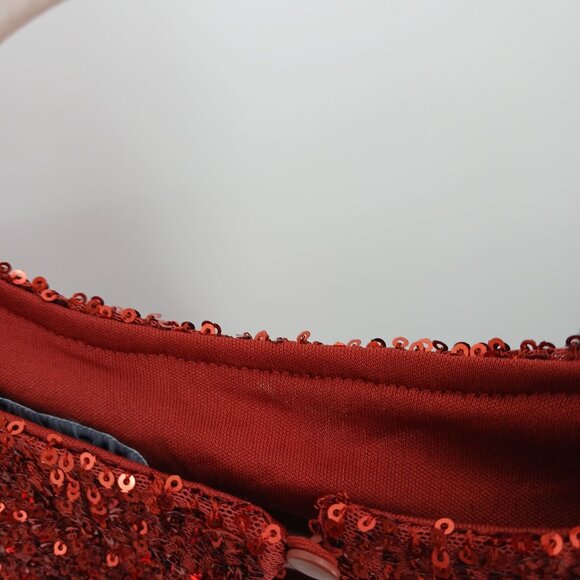 Rachel Zoe Sequin Puff Sleeve Top Womens Small Copper Rust - Picture 8 of 9